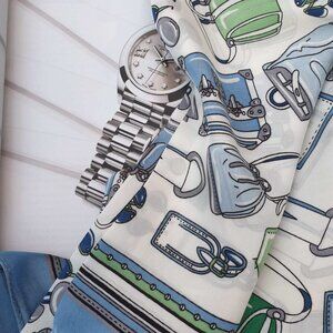 Fashion Square Scarf Blue Green Color Handbag Shawl Women Formal Wrap Accessory